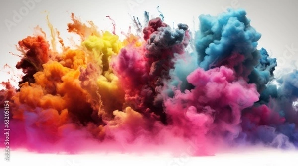 Obraz Set colorful cloud explosion game effect Isolated smoke element of gas explosion
