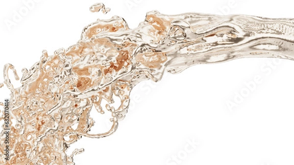 Fototapeta Golden flow stream on a transparent back 3d render