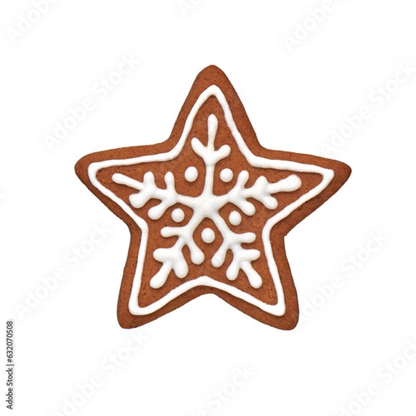 Fototapeta Painted gingerbread cookie in the shape of a star