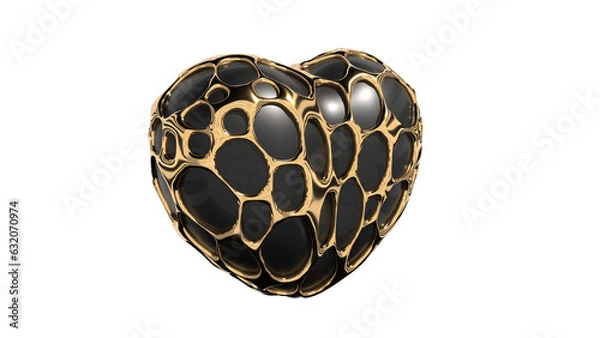 Fototapeta Gold black heart heart beats intro 3d render