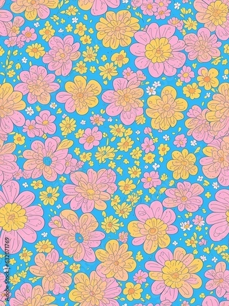 Obraz Spring flowers background. AI generated illustration