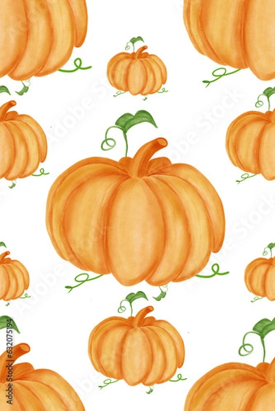 Fototapeta seamless pattern with pumpkins