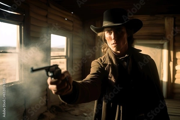 Obraz Cowboy shooting gun
