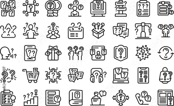 Fototapeta Asking a question icons set outline vector. Post chat. Poll online