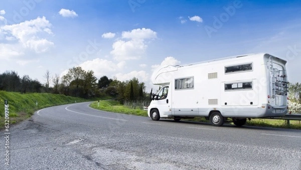Obraz camper in viaggio in italia, umbria e toscana
