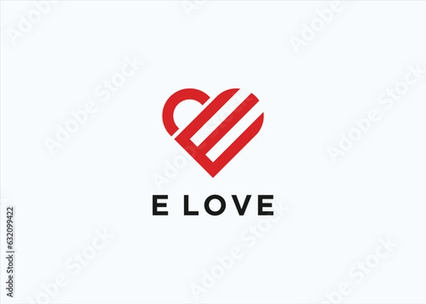 Obraz initial e love logo design vector silhouette illustration
