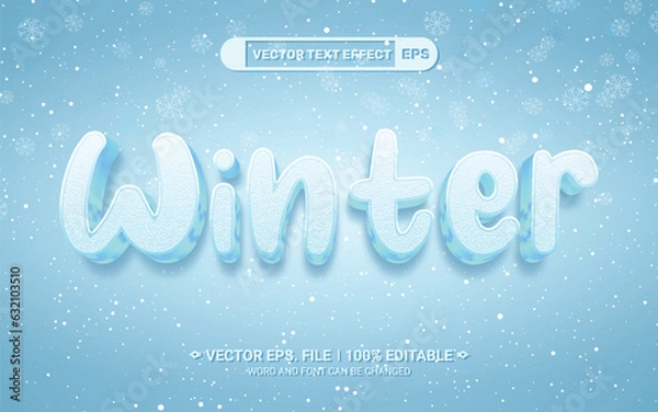 Obraz 3d editable winter cold snow elegant style vector text effect