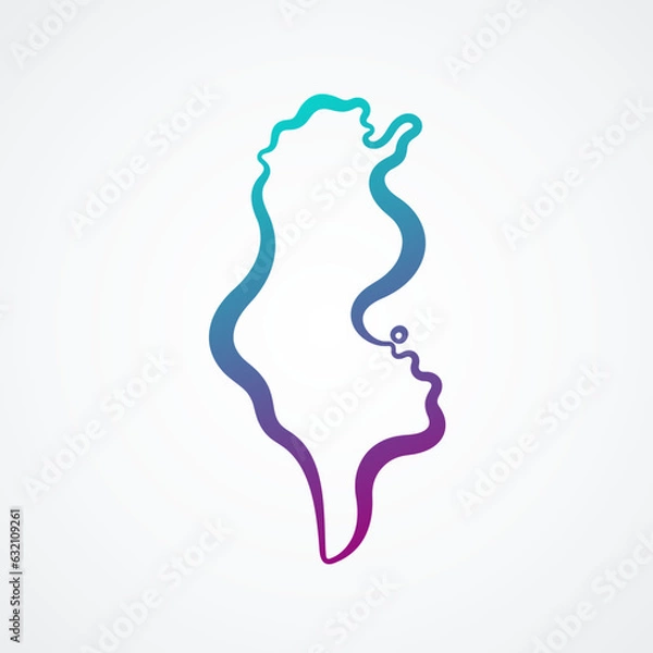 Fototapeta Tunisia - Outline Map