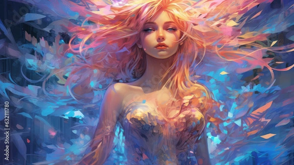 Fototapeta Beautiful Waifu Style Girl #19 with Generative AI technology