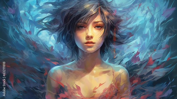 Fototapeta Beautiful Waifu Style Girl #16 with Generative AI technology