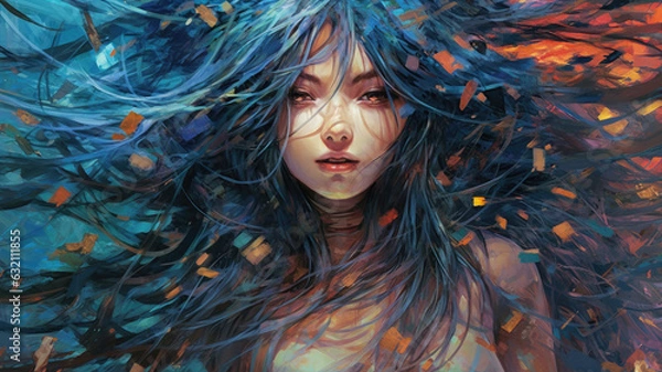 Fototapeta Beautiful Waifu Style Girl #14 with Generative AI technology