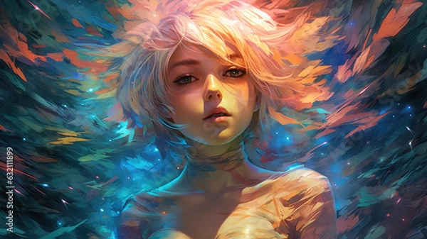 Fototapeta Beautiful Waifu Style Girl #10 with Generative AI technology