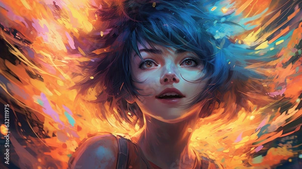 Fototapeta Beautiful Waifu Style Girl #7 with Generative AI technology