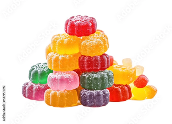 Fototapeta Colourful jelly candies isolated on transparent background. PNG file, cut out