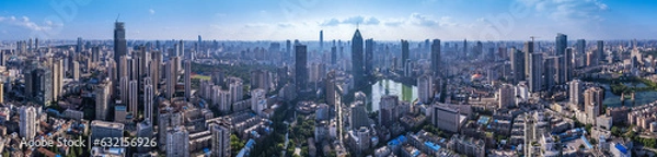 Fototapeta Aerial photography of modern architectural landscape in Wuhan CBD, China