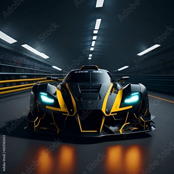 Fototapeta sport racing car at high speed generated by AI