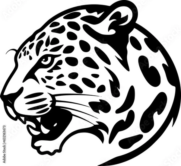 Obraz Leopard - Black and White Isolated Icon - Vector illustration