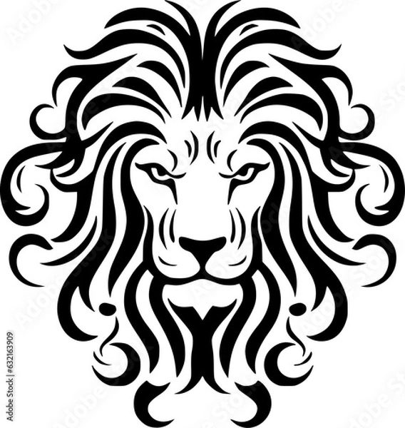 Fototapeta Lion | Black and White Vector illustration