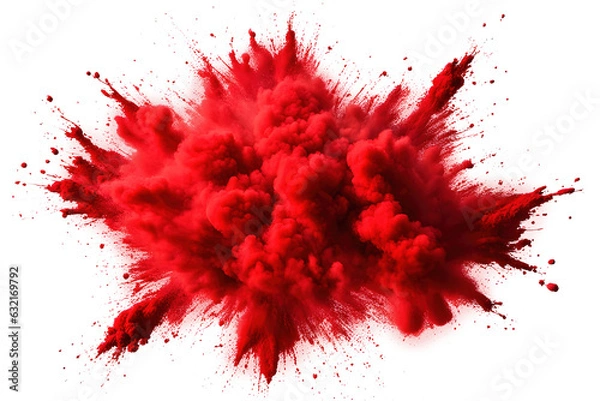 Fototapeta Red paint color powder explosion. Holi festival splash burst background