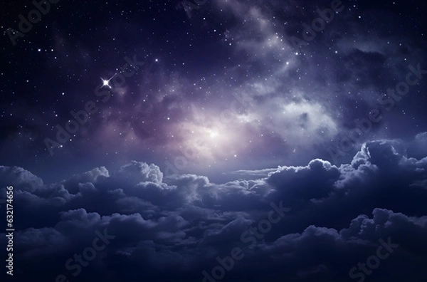 Fototapeta space night sky with cloud and star, abstract background. High quality photo.Generative AI.