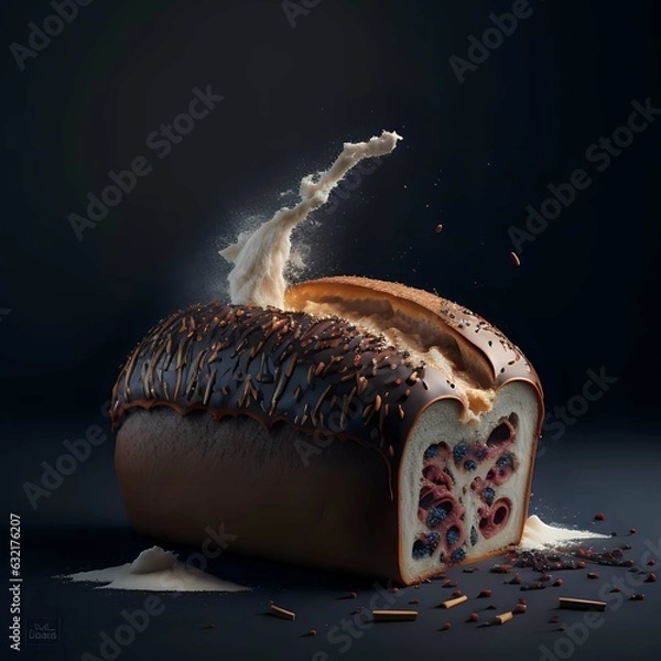 Obraz Rustic baguette freshly baked generated by AI