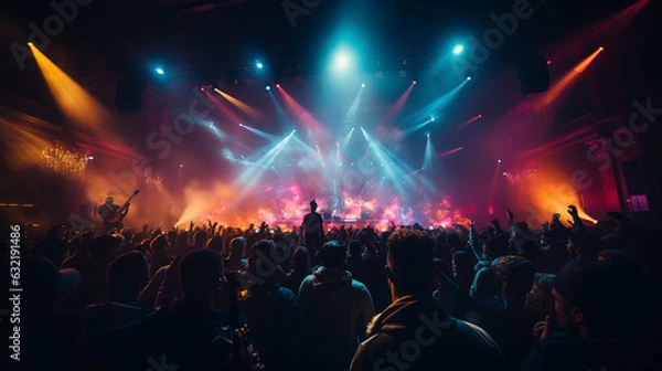 Fototapeta Stream at a concert in a hall without spectators. Generative Ai