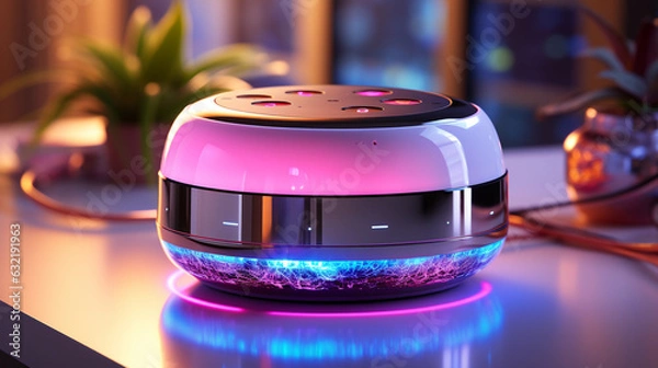 Fototapeta Smart speaker with voice assistant. Generative Ai