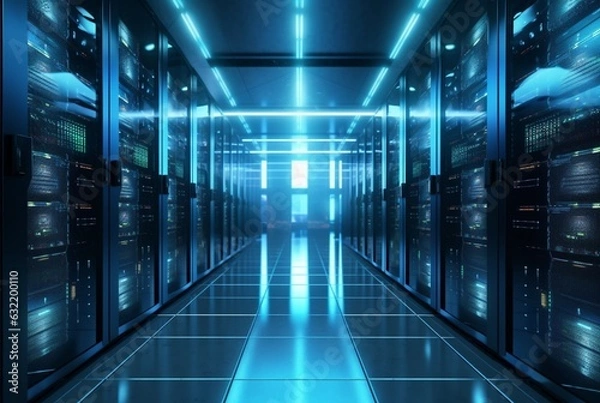 Fototapeta data center computer racks in network security services. generative ai