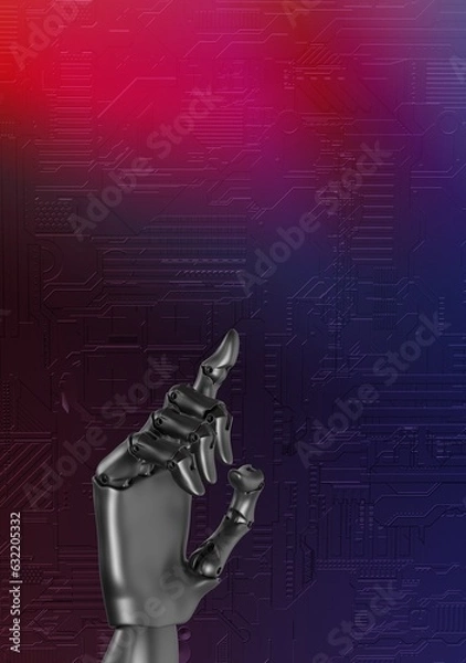 Fototapeta Robot hand pointing upwards