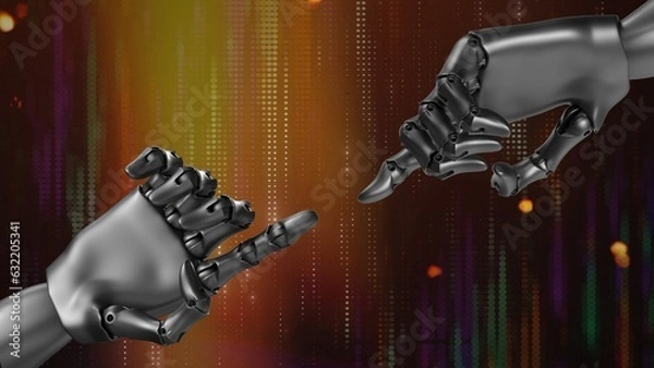 Fototapeta Robot hands touching each other 
