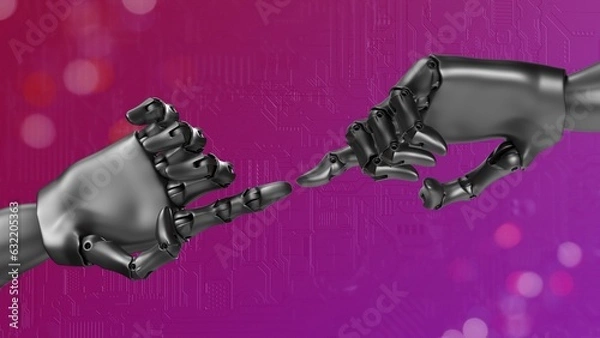 Fototapeta Robot hands touching each other 