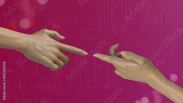 Fototapeta Human hands touching each other 