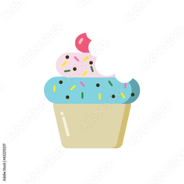 Obraz Cupcake bite icon design isolated on white background. Cupcake bite modern vector illustration. Cupcake bite flat icon style.