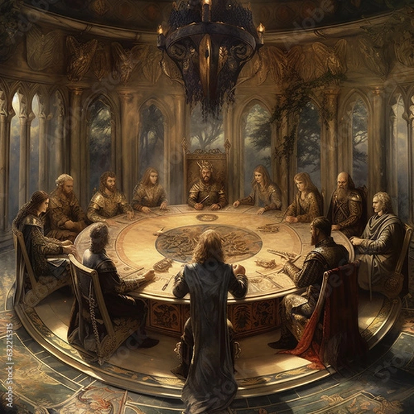 Fototapeta Knights of Round Table. Council of Knights..