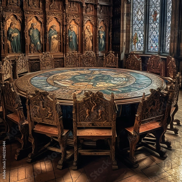 Fototapeta Knights of Round Table. Council of Knights..