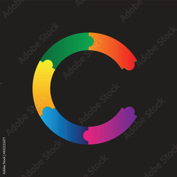Obraz Colorful Letter C Puzzle Logo, Background Simple Design