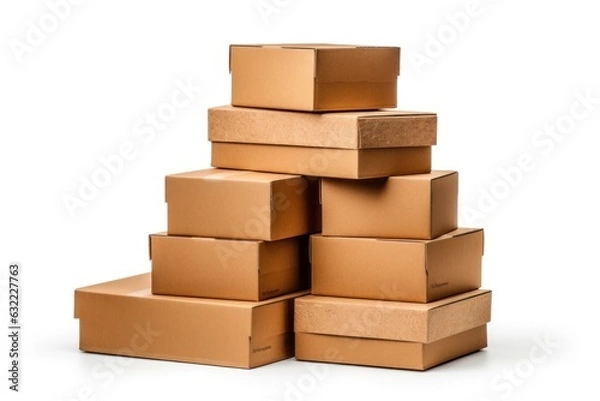 Fototapeta Stack of Cardboard Boxes. Storage Boxes, cardboard containers.