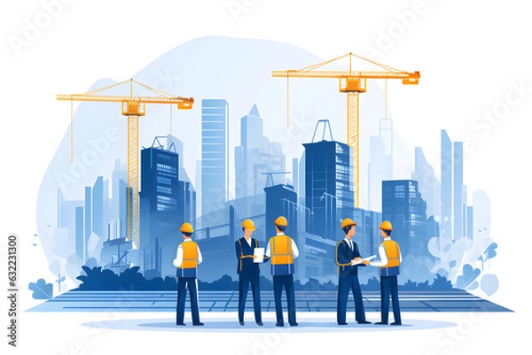 Fototapeta engineering and construction workers illustration ai generated