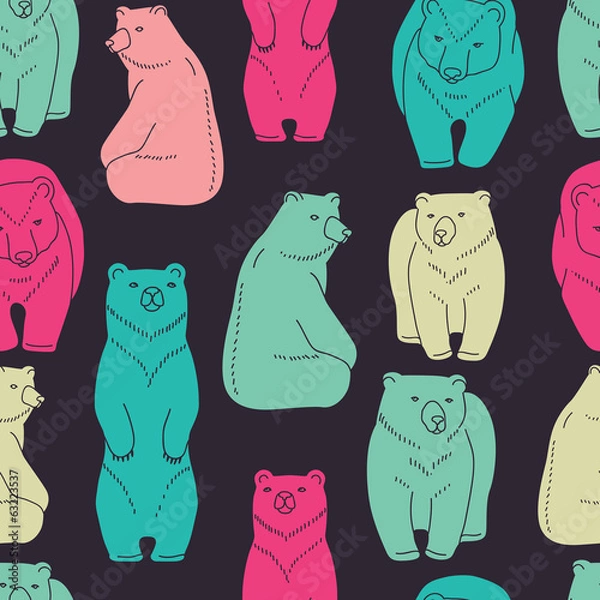 Fototapeta Bears seamless pattern
