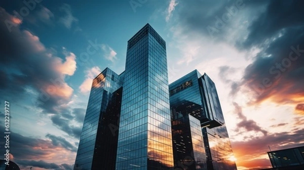 Obraz Tall building and behind it a beautiful and sky