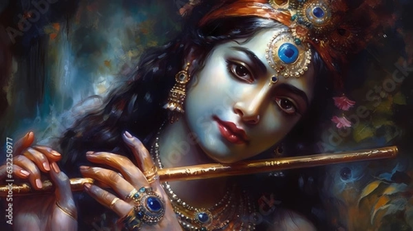 Fototapeta Hindu God Krishna Wall Art | Generative AI