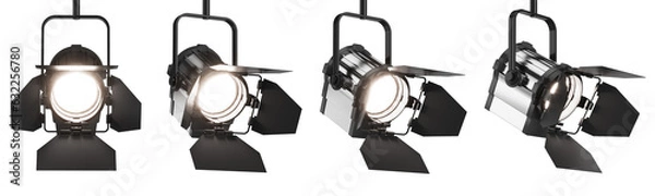 Obraz Professional studio light isolated with transparent background. Professional TV and cinema light