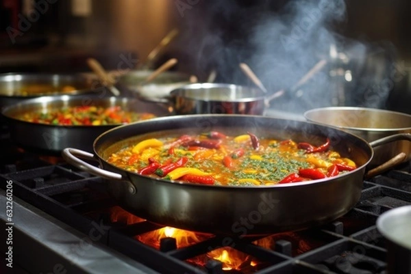 Fototapeta step-by-step paella preparation process in series