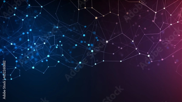 Fototapeta Technology connection digital data concept, Abstract lines and dots connect background