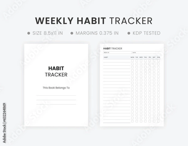 Fototapeta Weekly habit tracker printable