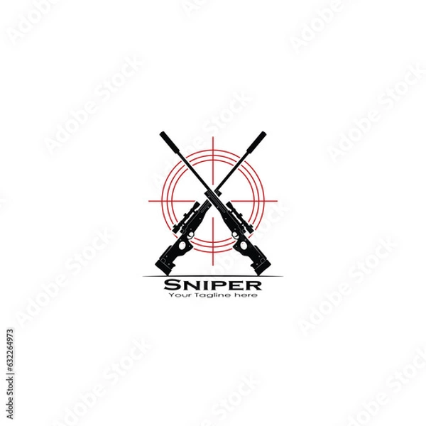 Obraz Crossed sniper riffle logo vector graphics