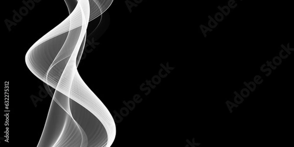 Fototapeta Abstract grey wave on a black background	