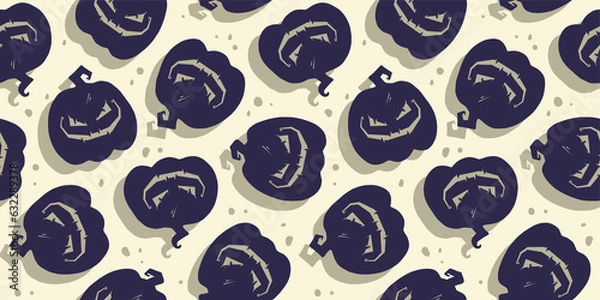 Fototapeta Halloween seamless pattern with pumpkins for halloween design. Wallpaper or background with orange autumn pumpkins for october party banner, poster or postcard