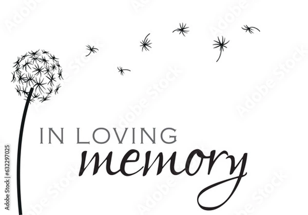 Fototapeta Blown dandelion. Memorial postcard.