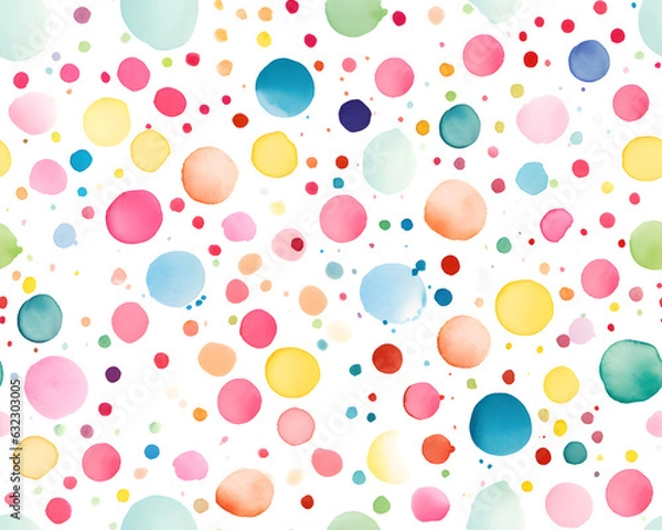 Fototapeta Colorful dots watercolor seamless pattern